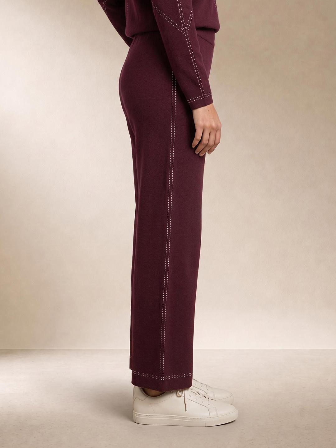 Elle Women Burgundy Relaxed Fit Solid Sweatpant