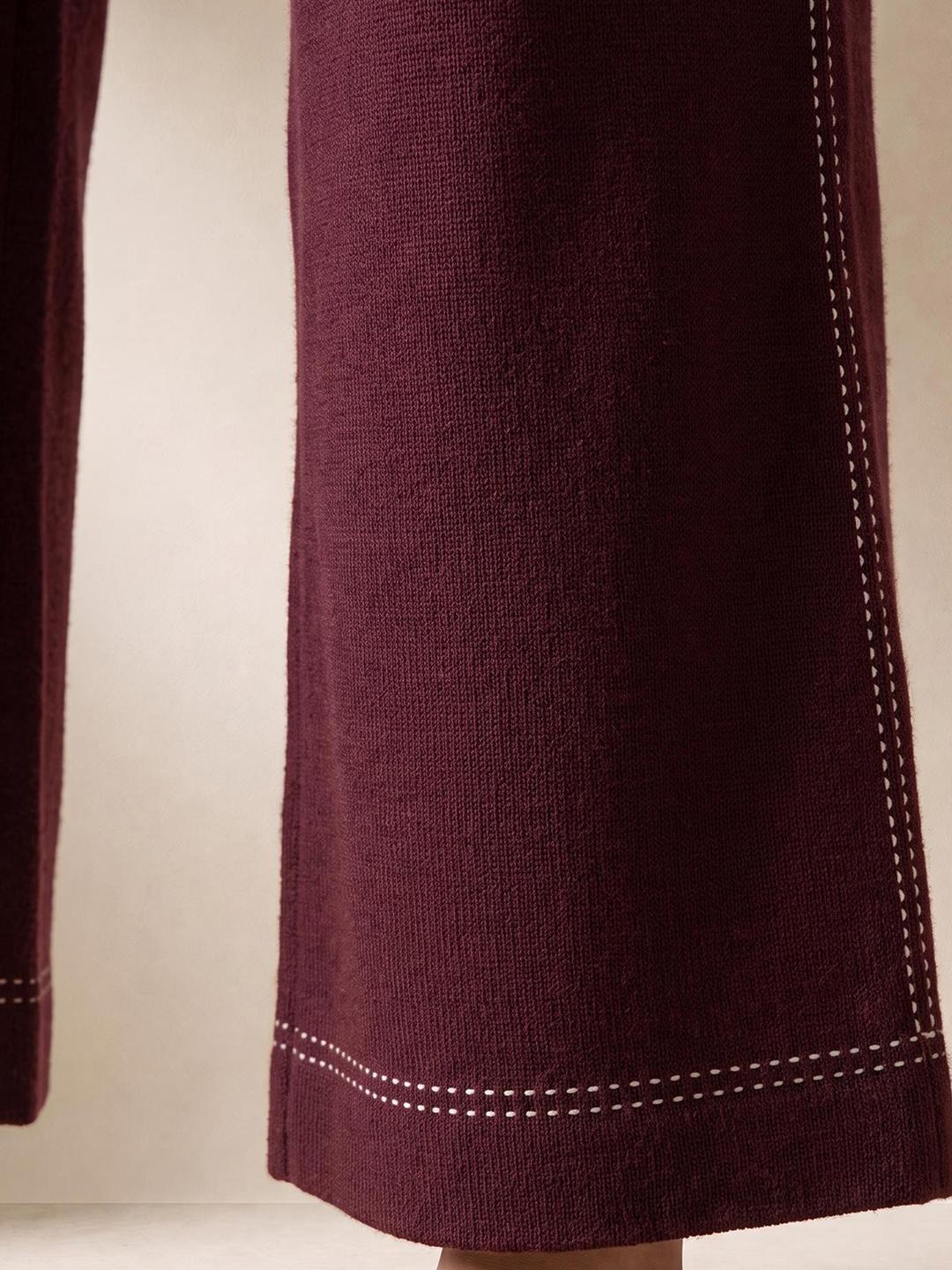 Elle Women Burgundy Relaxed Fit Solid Sweatpant