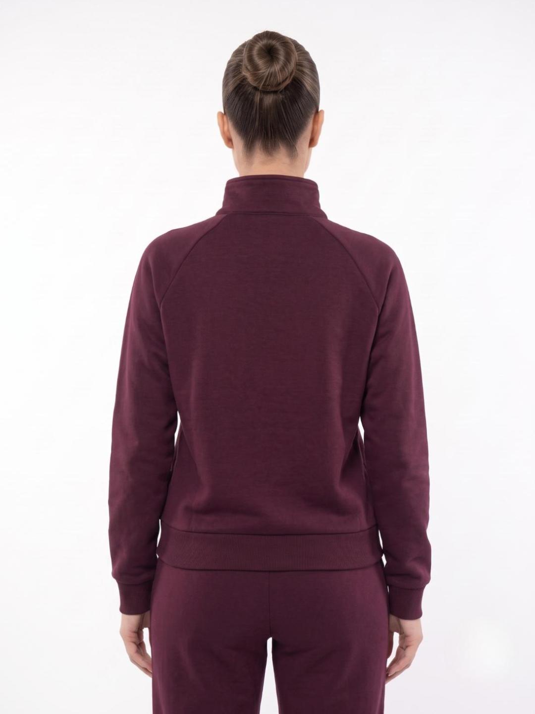 Elle Women Wine Solid Relaxed Fit Stretchable Sweatshirt