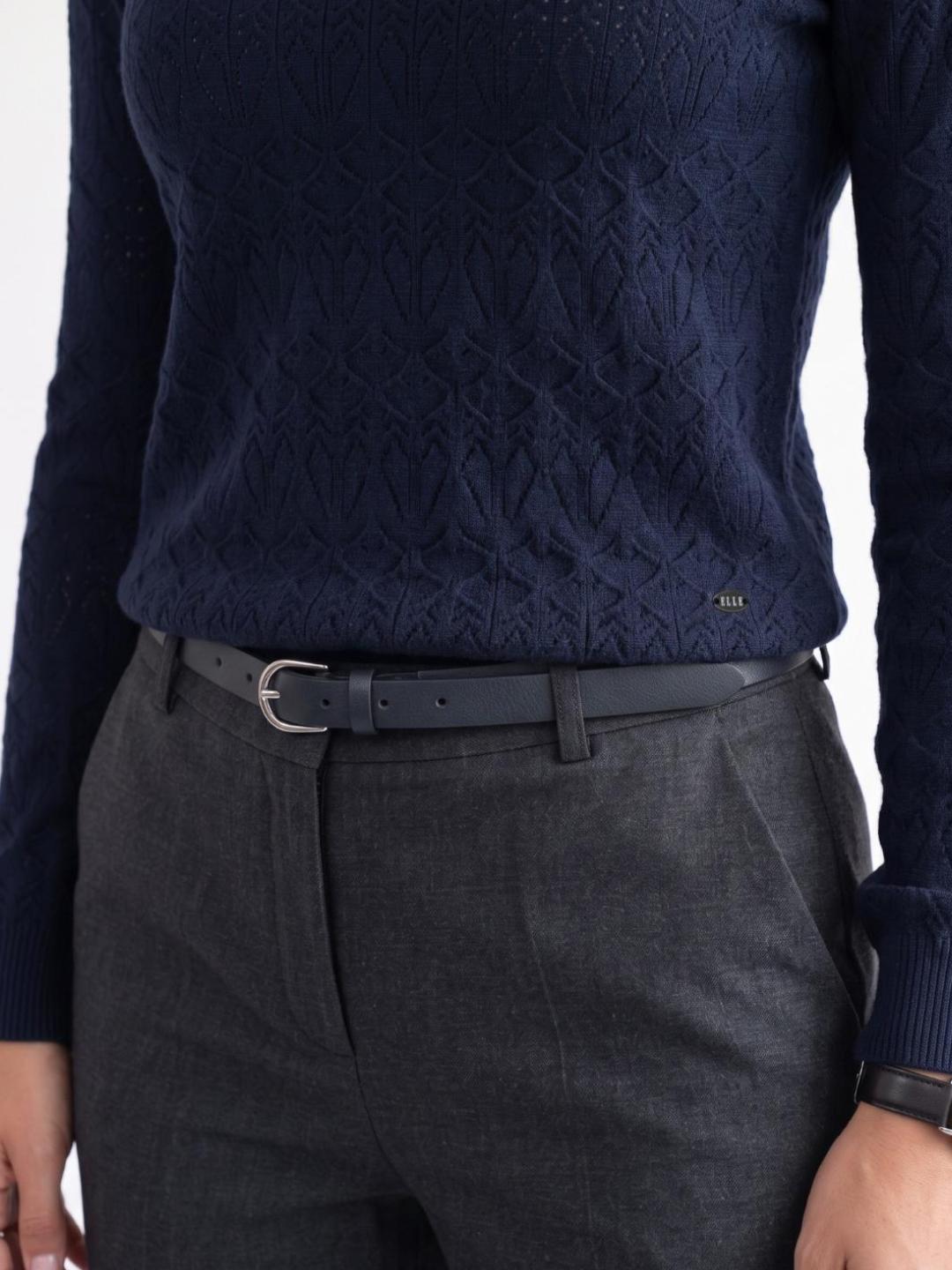 Elle Women Blue Geometric Regular Fit Sweater