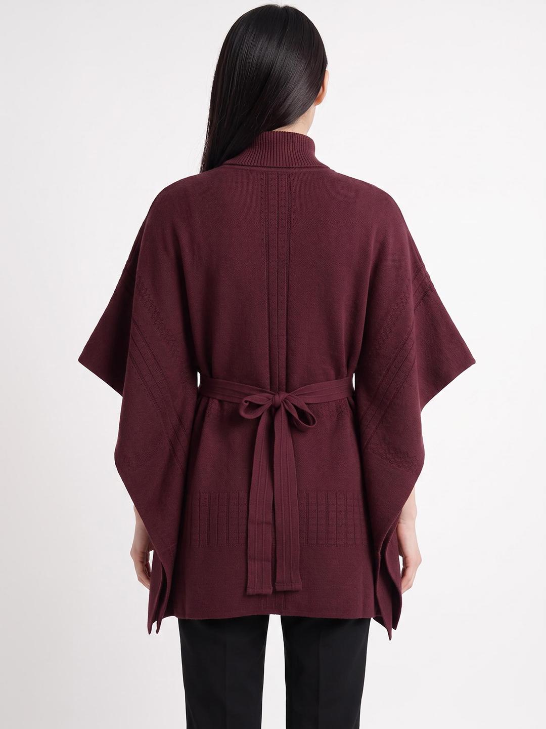 Elle Women Red Relaxed Fit Solid Sweater