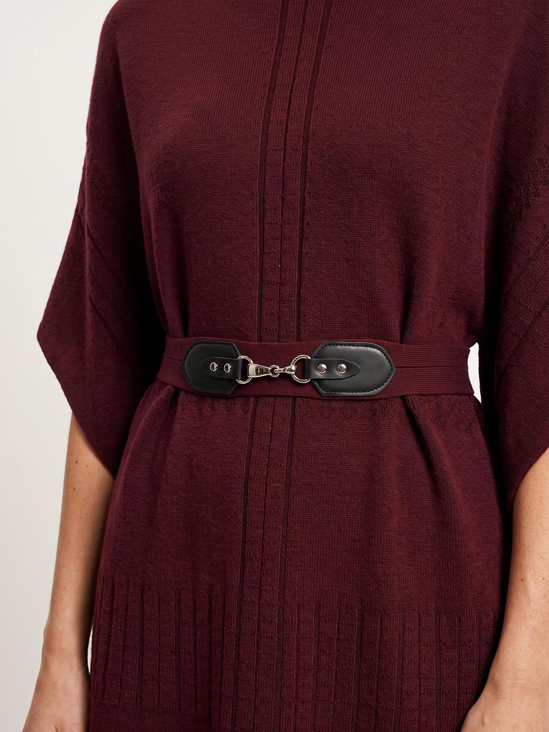 Elle Women Red Relaxed Fit Solid Sweater