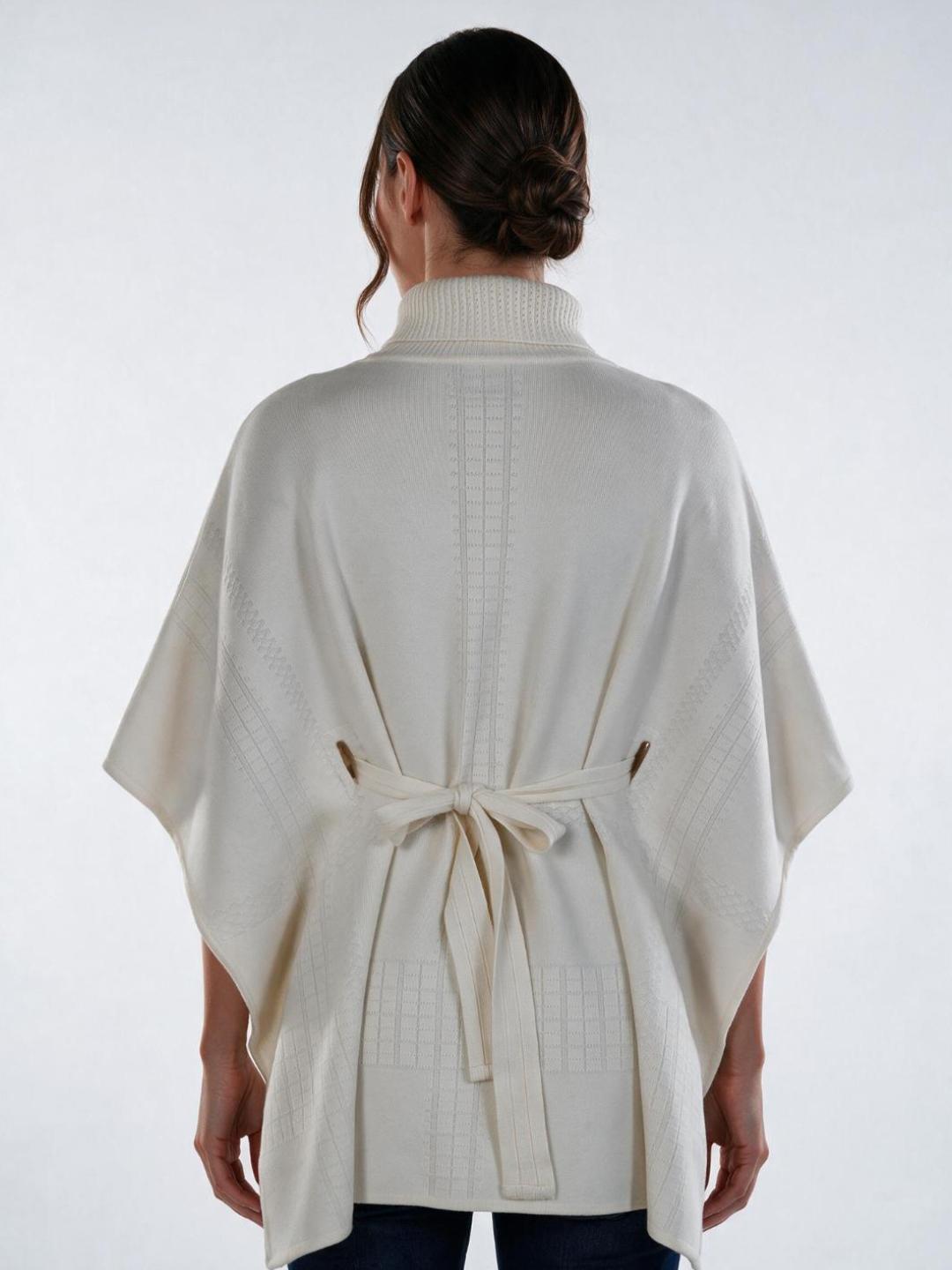 Elle Women Cream Solid Relaxed Fit Kimono Sweater