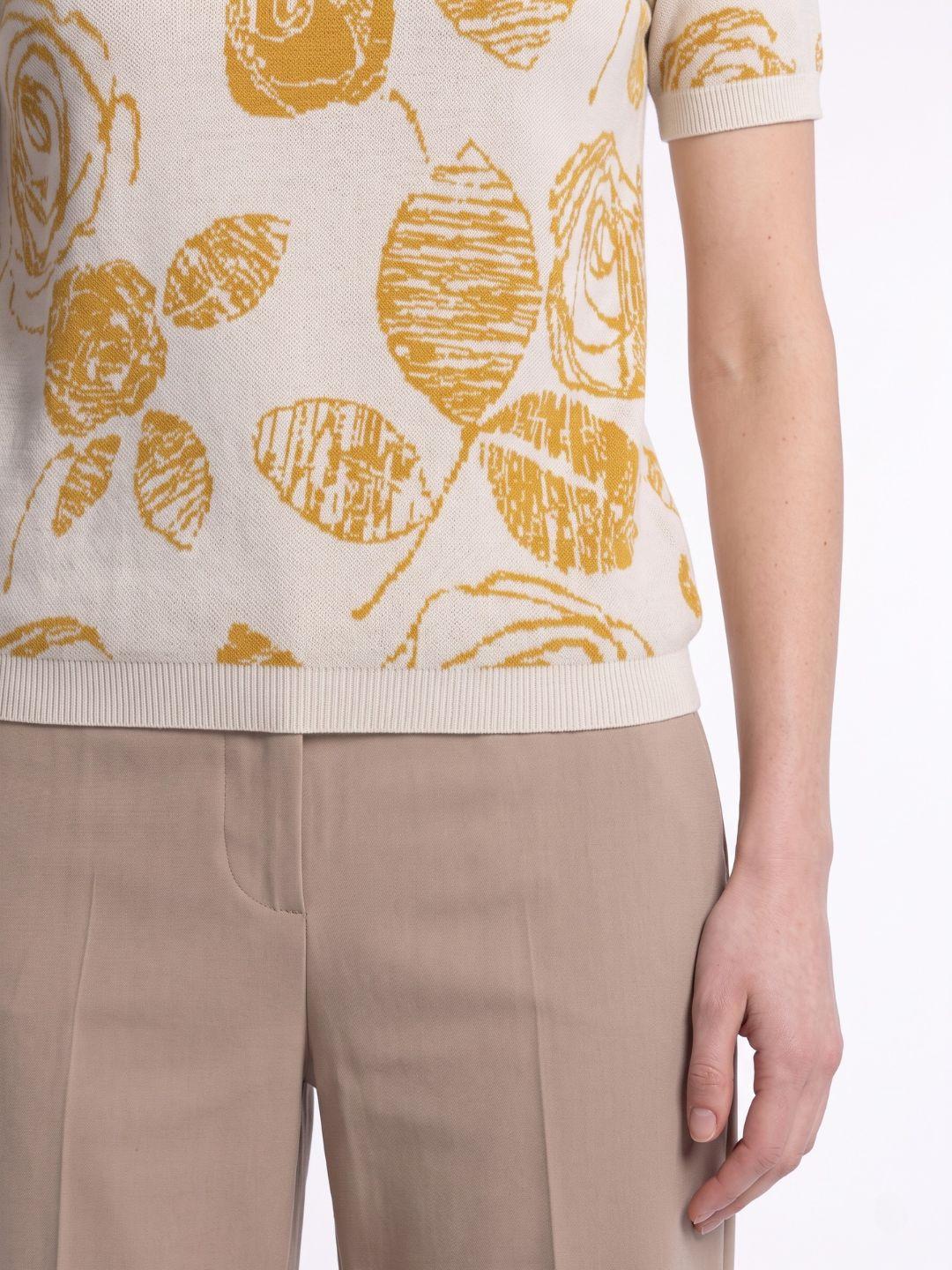 Elle Women Yellow Printed Regular Fit T-Shirt