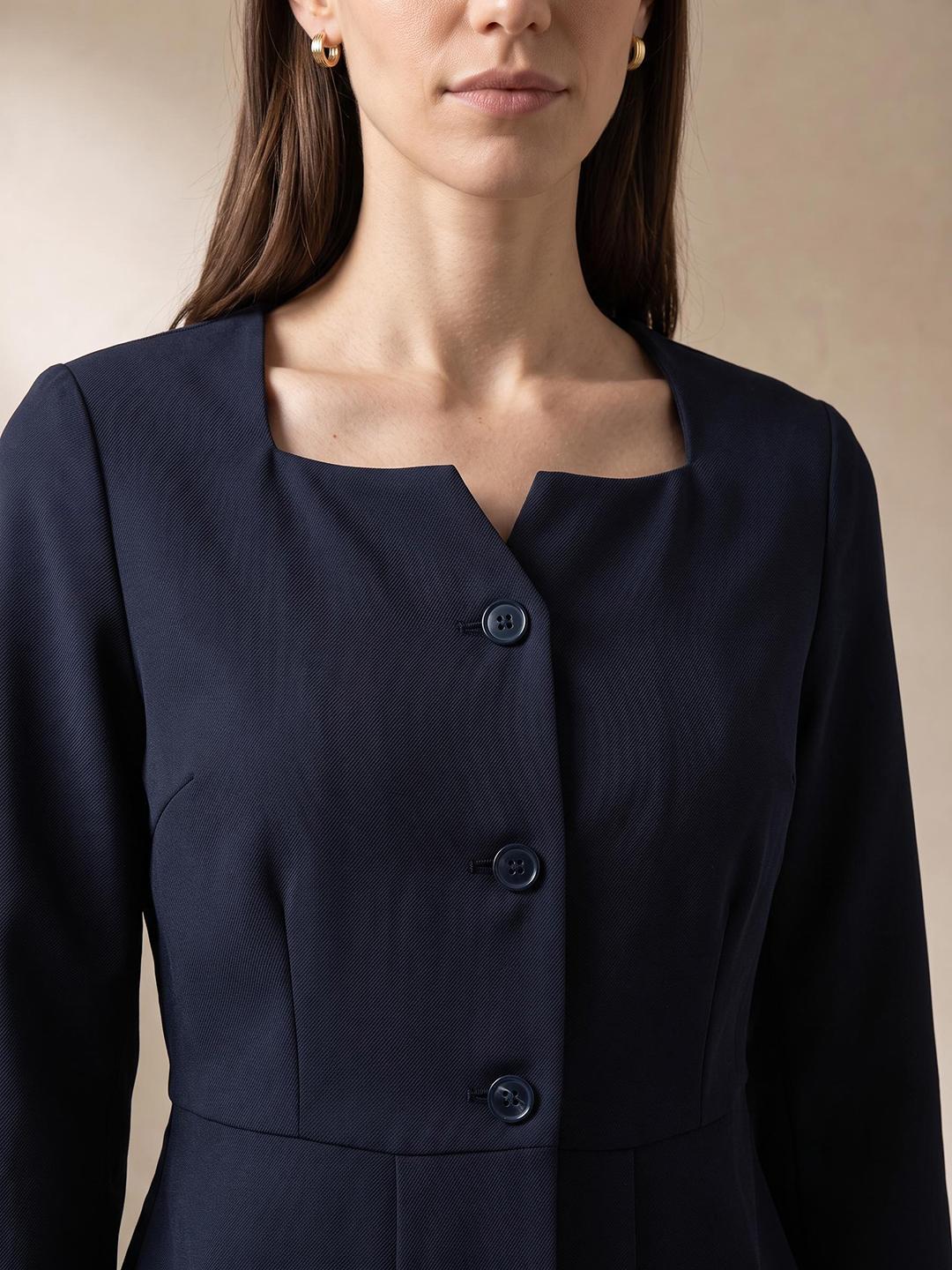 Elle Women Blue Regular Fit Solid Peplum Top