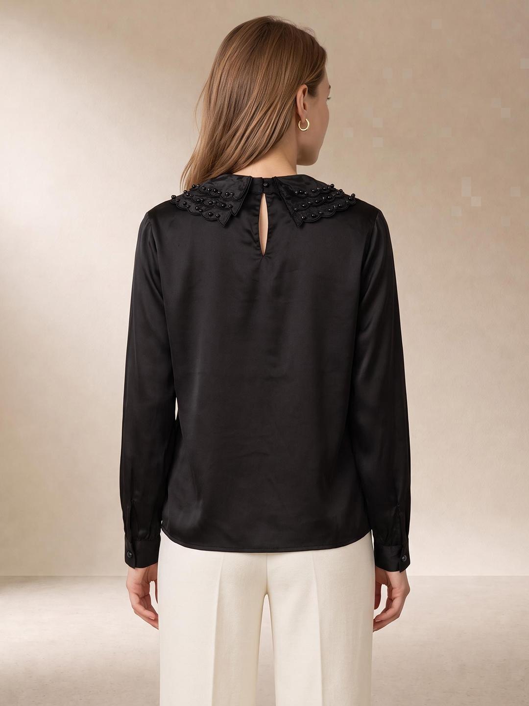 Elle Women Black Regular Fit Solid Shirt