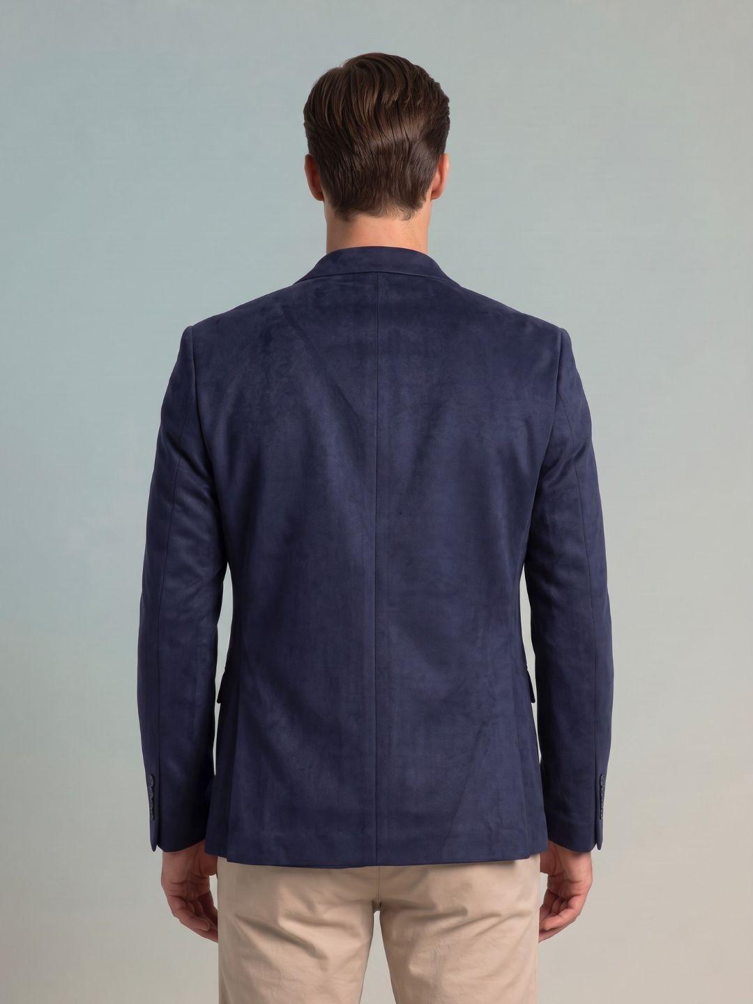 Iconic Men Dark Navy Regular Fit Solid Blazer
