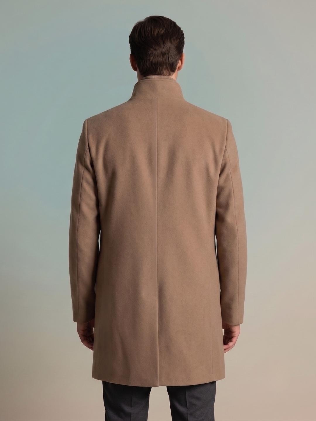 Iconic Men Brown Regular Fit Solid Overcoat