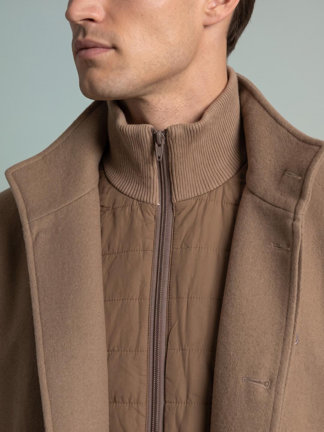 Iconic Men Brown Regular Fit Solid Overcoat