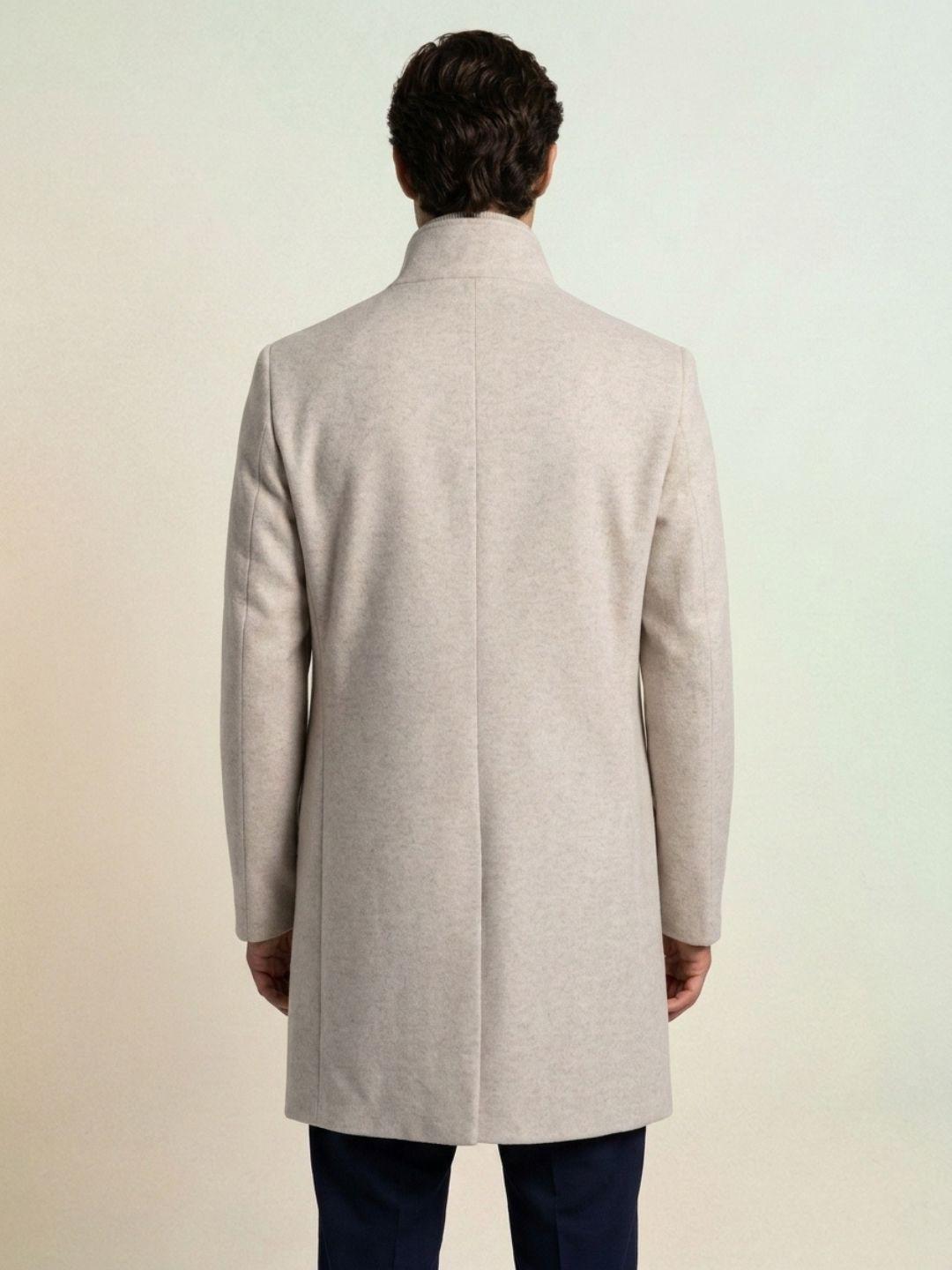 Iconic Men Beige Regular Fit Solid Overcoat