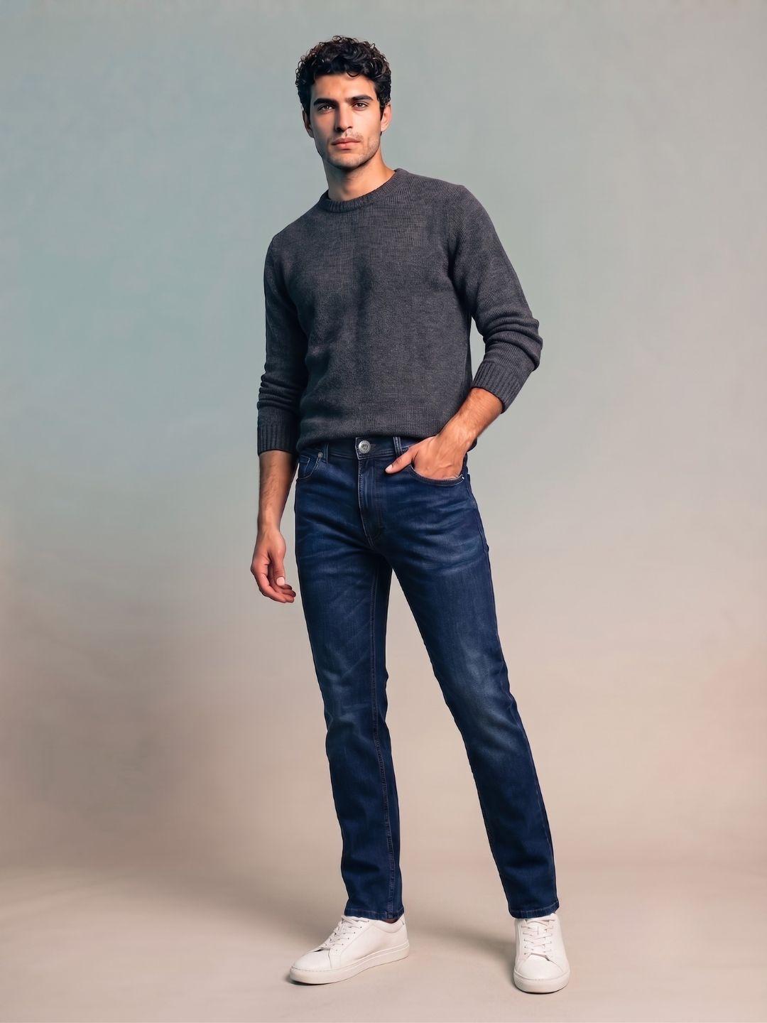 Iconic Men Blue Regular Fit Solid Jeans