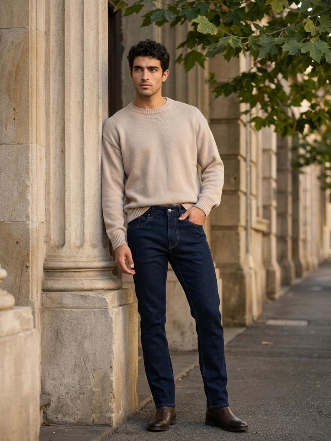 Iconic Men Navy Blue Solid Slim Fit Jeans
