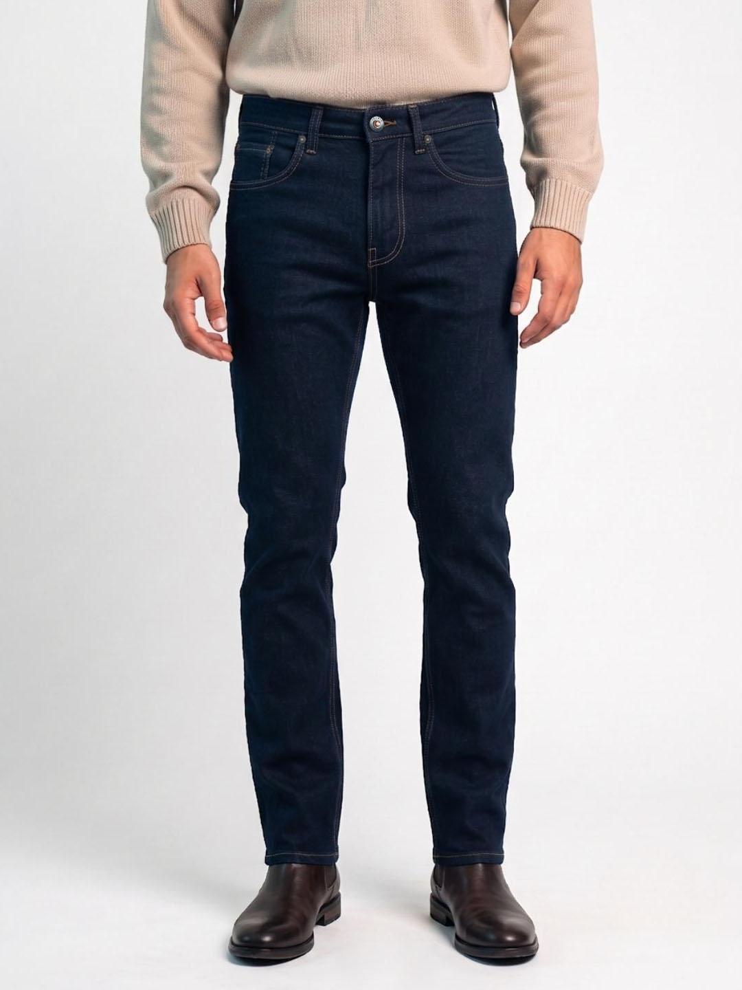 Iconic Men Navy Blue Solid Slim Fit Jeans
