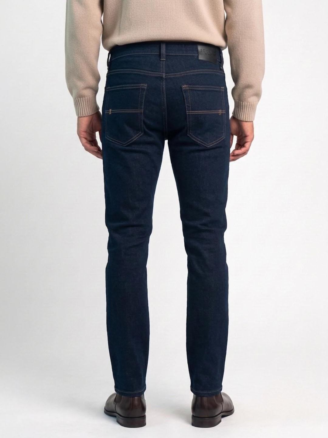 Iconic Men Navy Blue Solid Slim Fit Jeans
