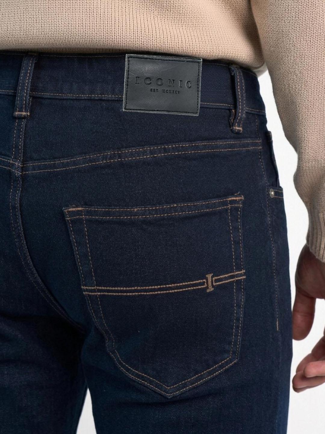 Iconic Men Navy Blue Solid Slim Fit Jeans