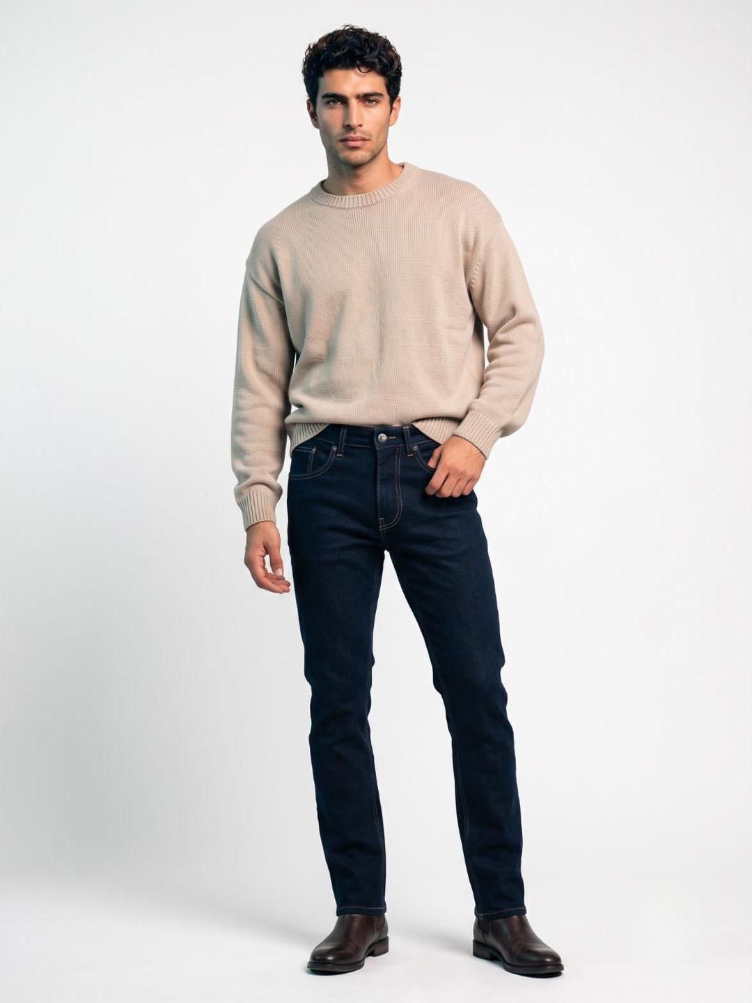 Iconic Men Navy Blue Solid Slim Fit Jeans