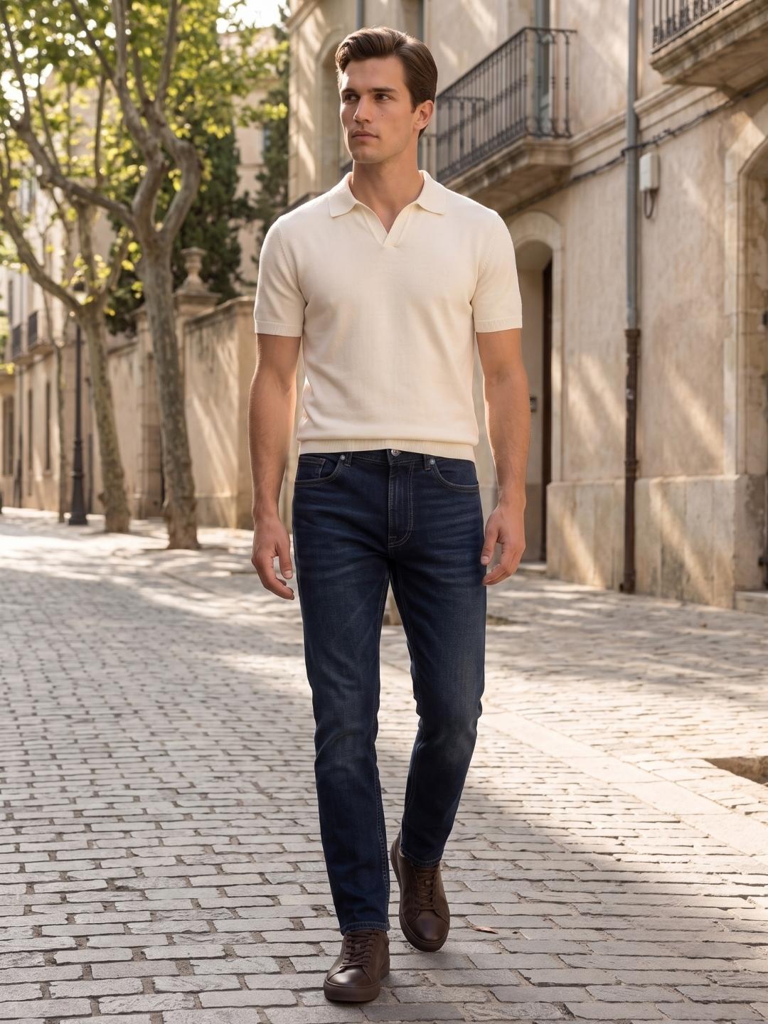 Iconic Men Dark Navy Slim Fit Solid Jeans