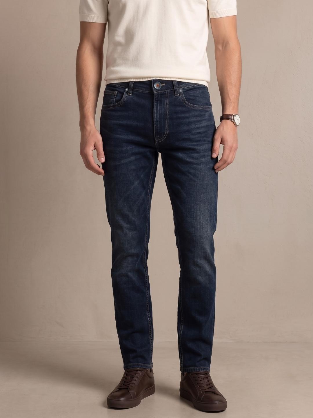 Iconic Men Dark Navy Slim Fit Solid Jeans