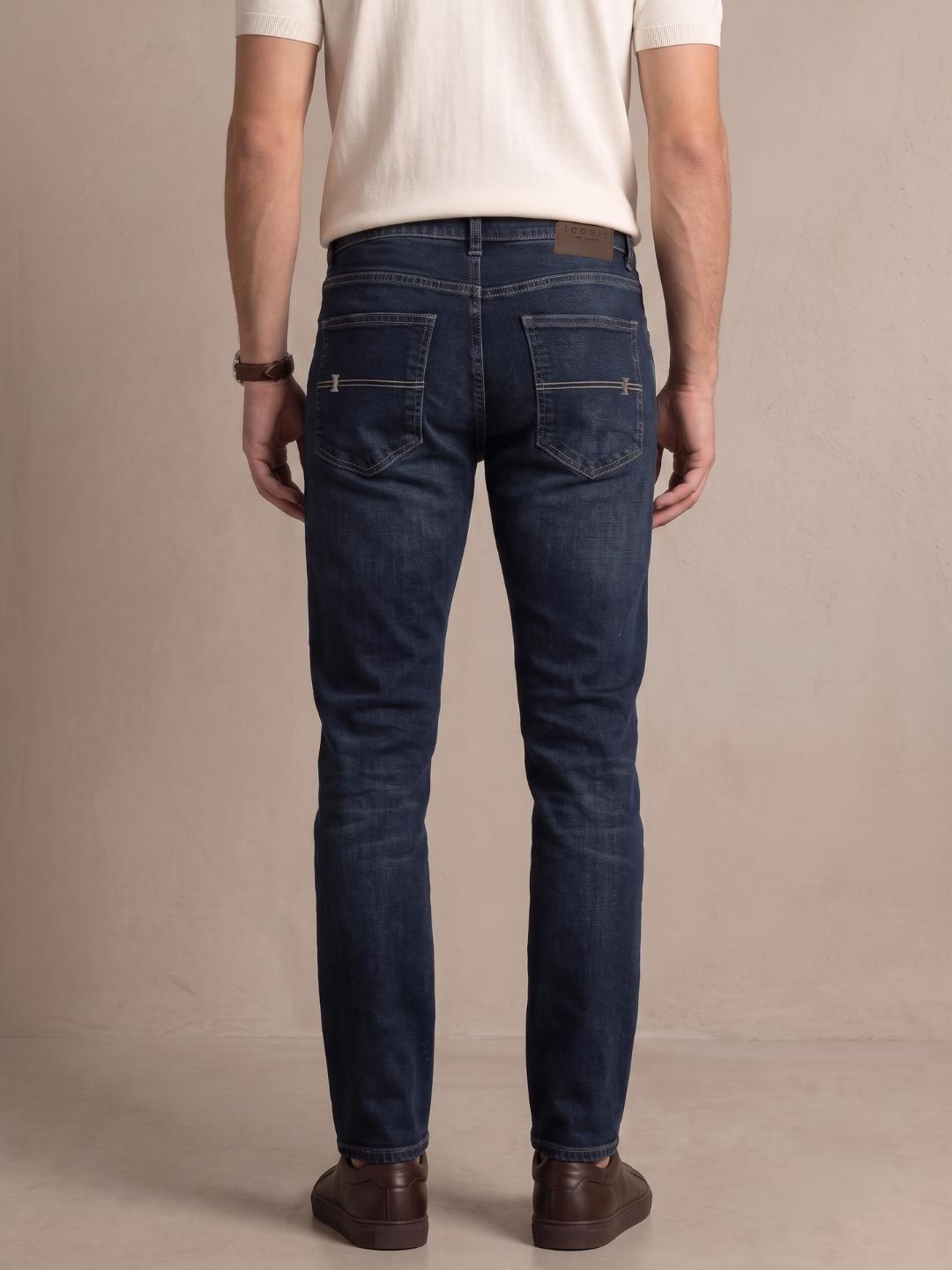 Iconic Men Dark Navy Slim Fit Solid Jeans