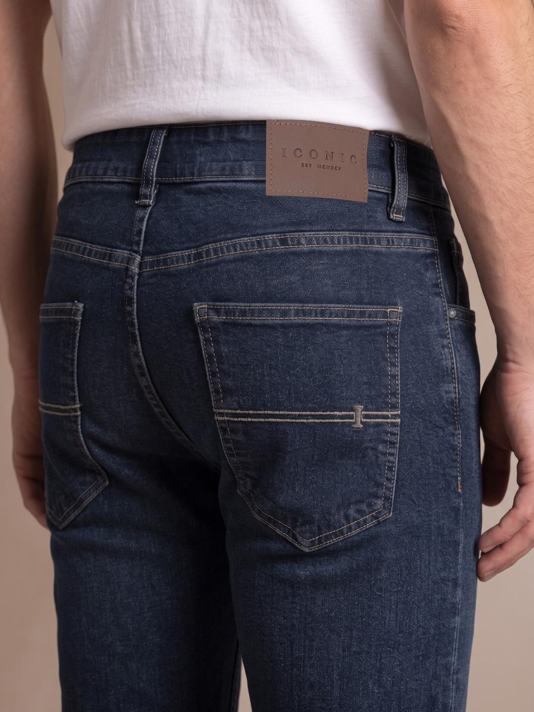 Iconic Men Dark Navy Slim Fit Solid Jeans