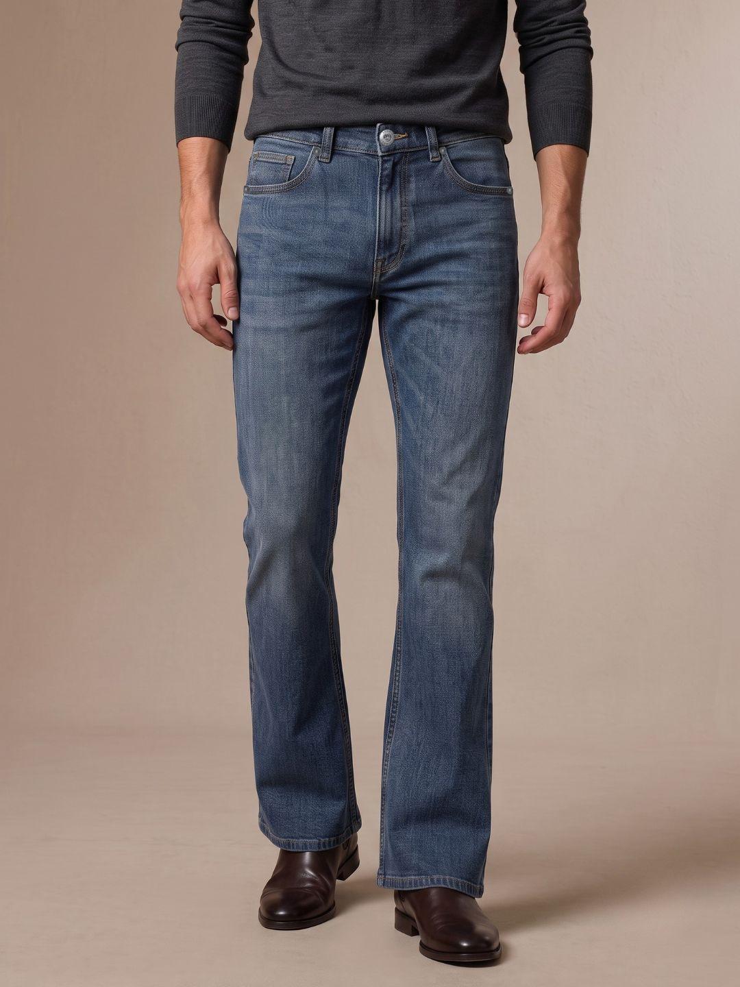 Iconic Men Blue Bootcut Fit Solid Jeans