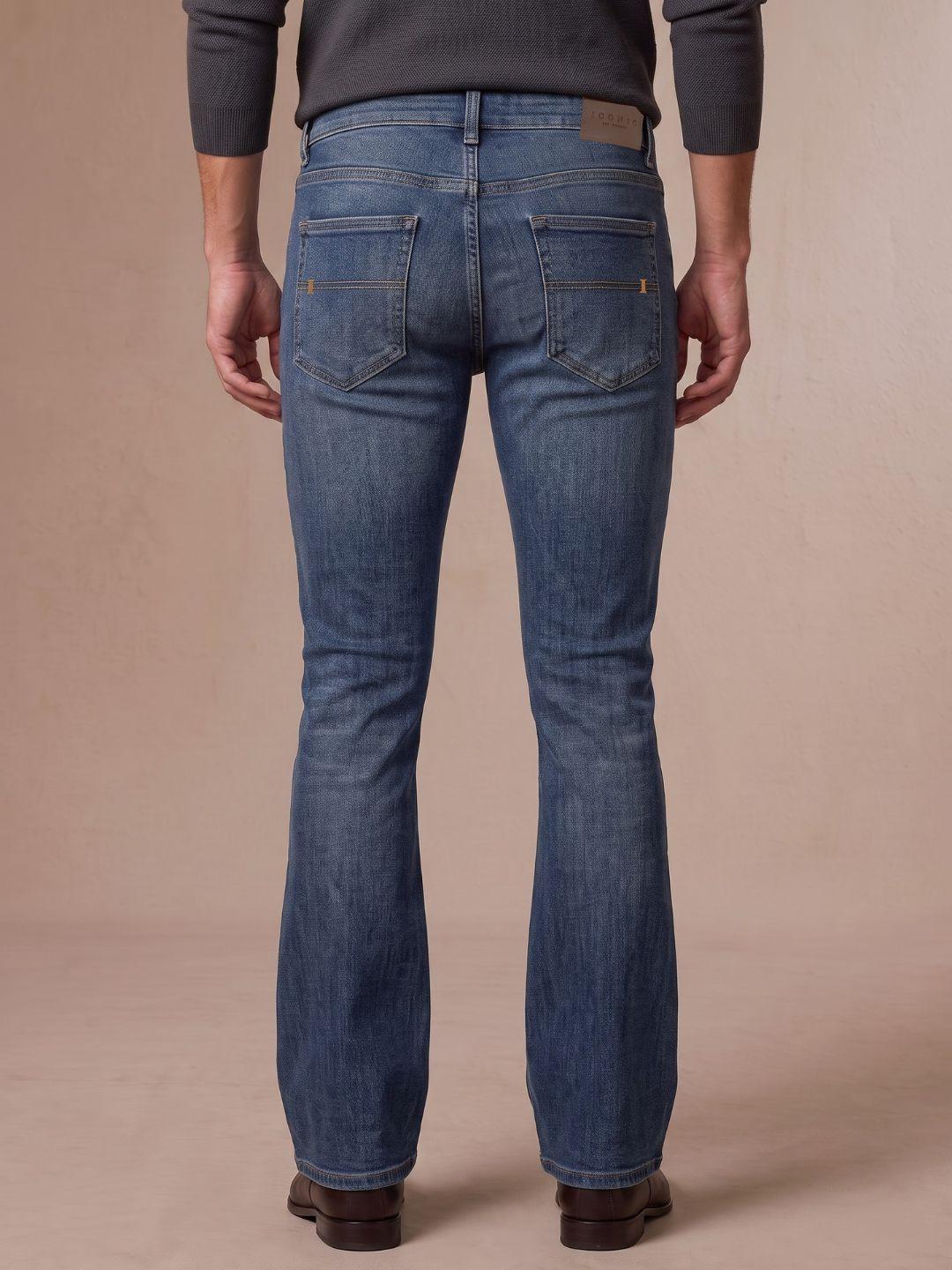 Iconic Men Blue Bootcut Fit Solid Jeans