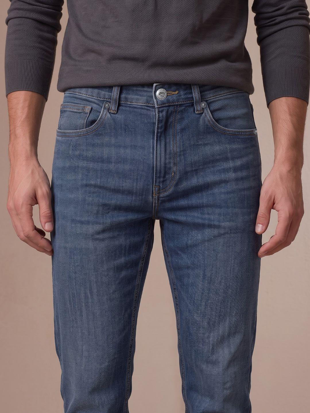 Iconic Men Blue Bootcut Fit Solid Jeans