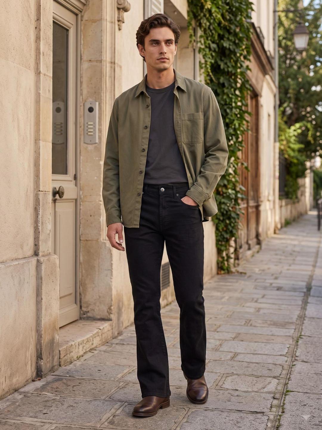 Iconic Men Black Solid Bootcut Fit Jeans