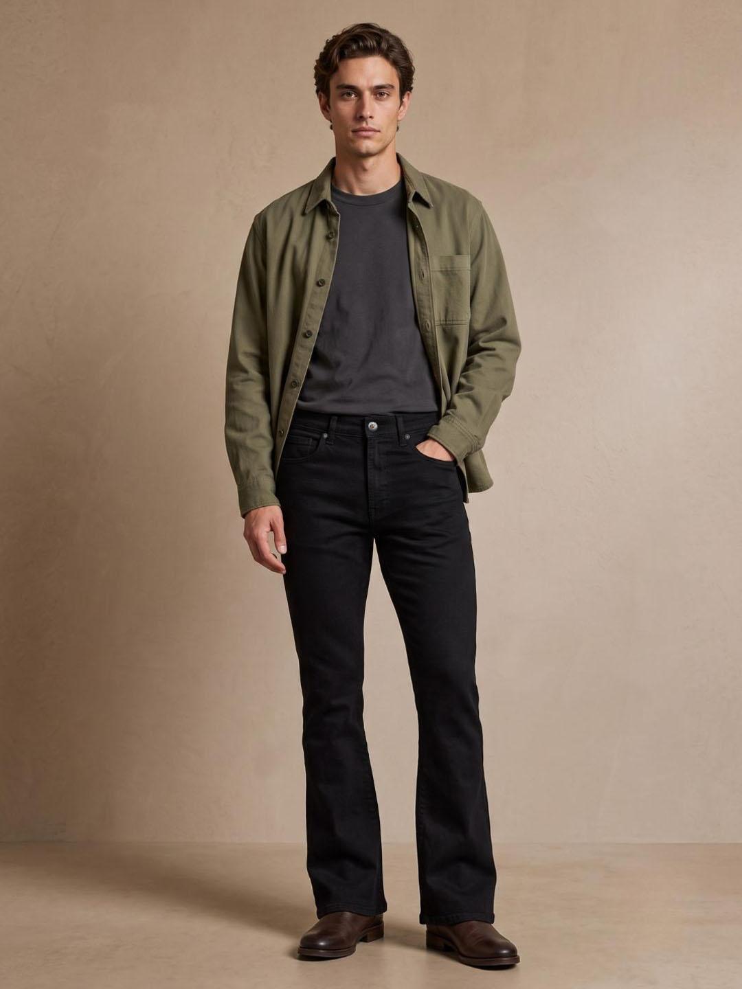 Iconic Men Black Solid Bootcut Fit Jeans