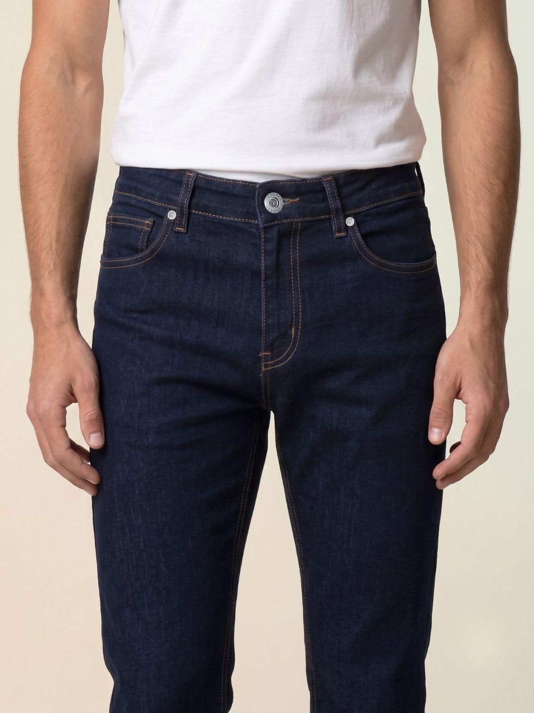 Iconic Men Navy Blue Bootcut Fit Solid Jeans