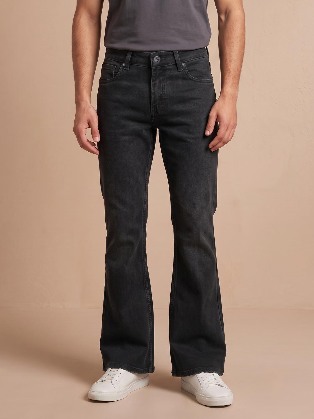 Iconic Men Olive Bootcut Fit Solid Jeans