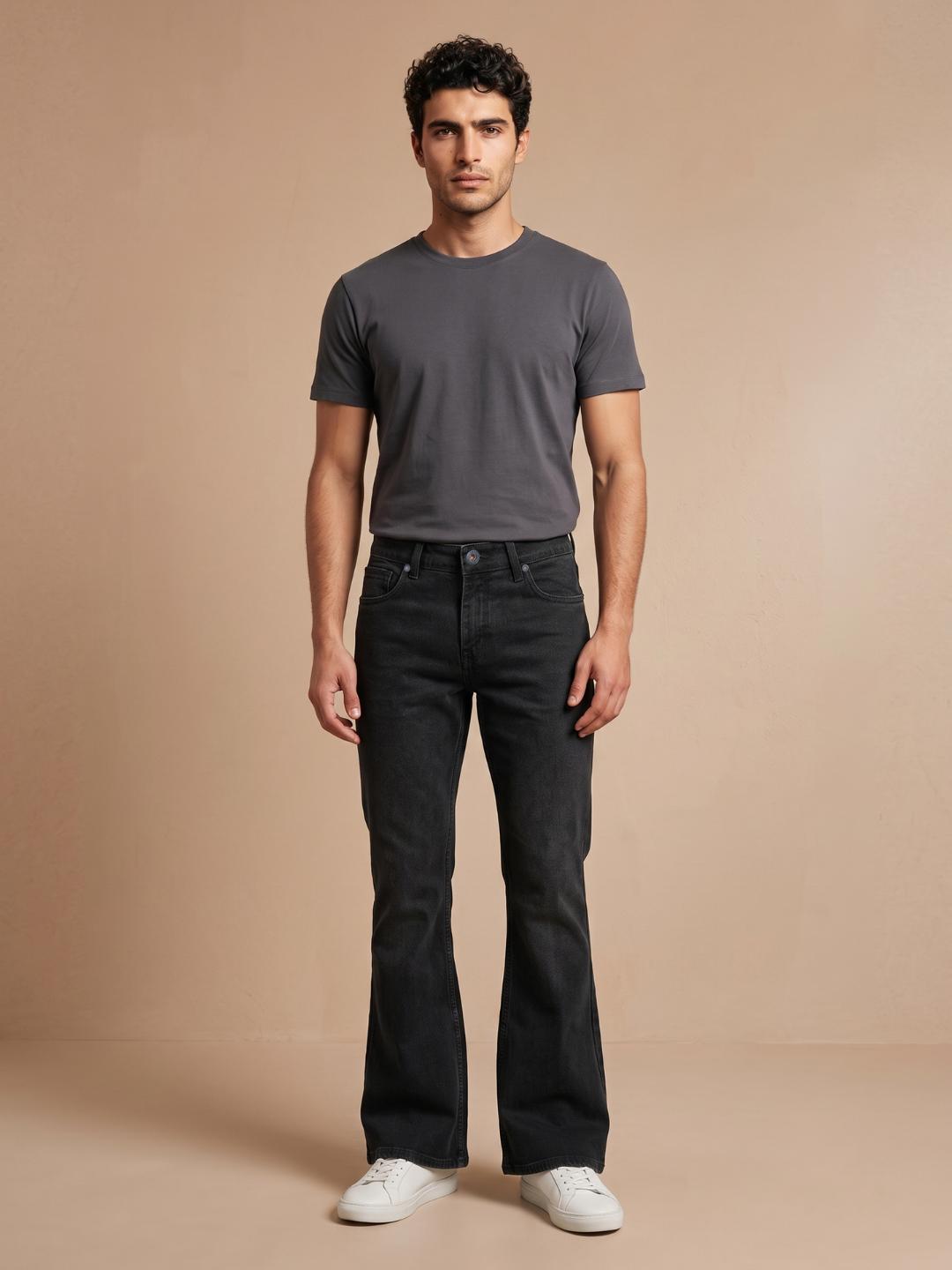 Iconic Men Olive Bootcut Fit Solid Jeans