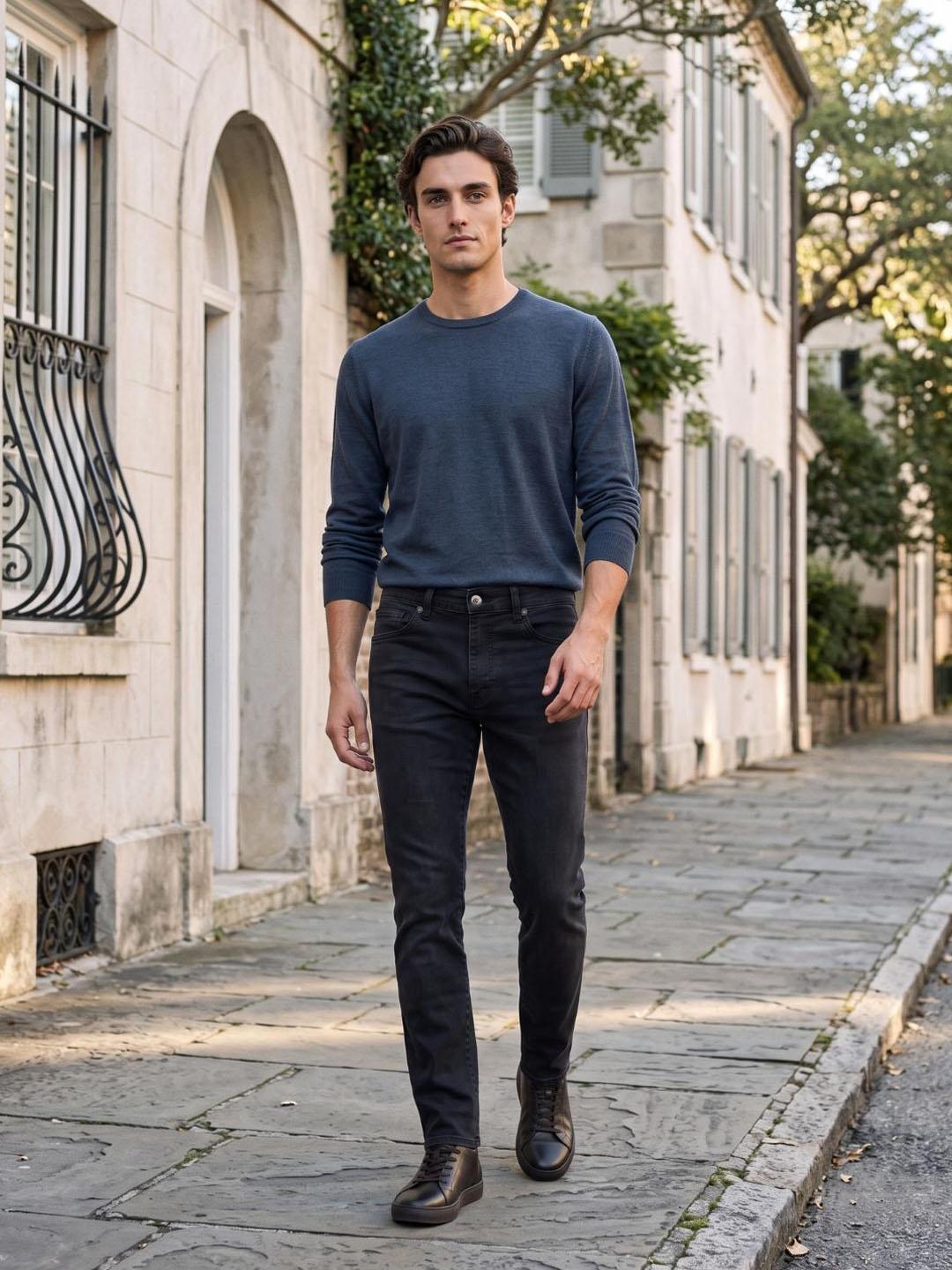 Iconic Men Black Solid Slim Tapered Fit Jeans