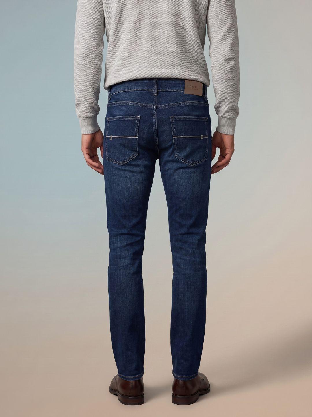 Iconic Men Navy Blue Slim Tapered Fit Solid Jeans