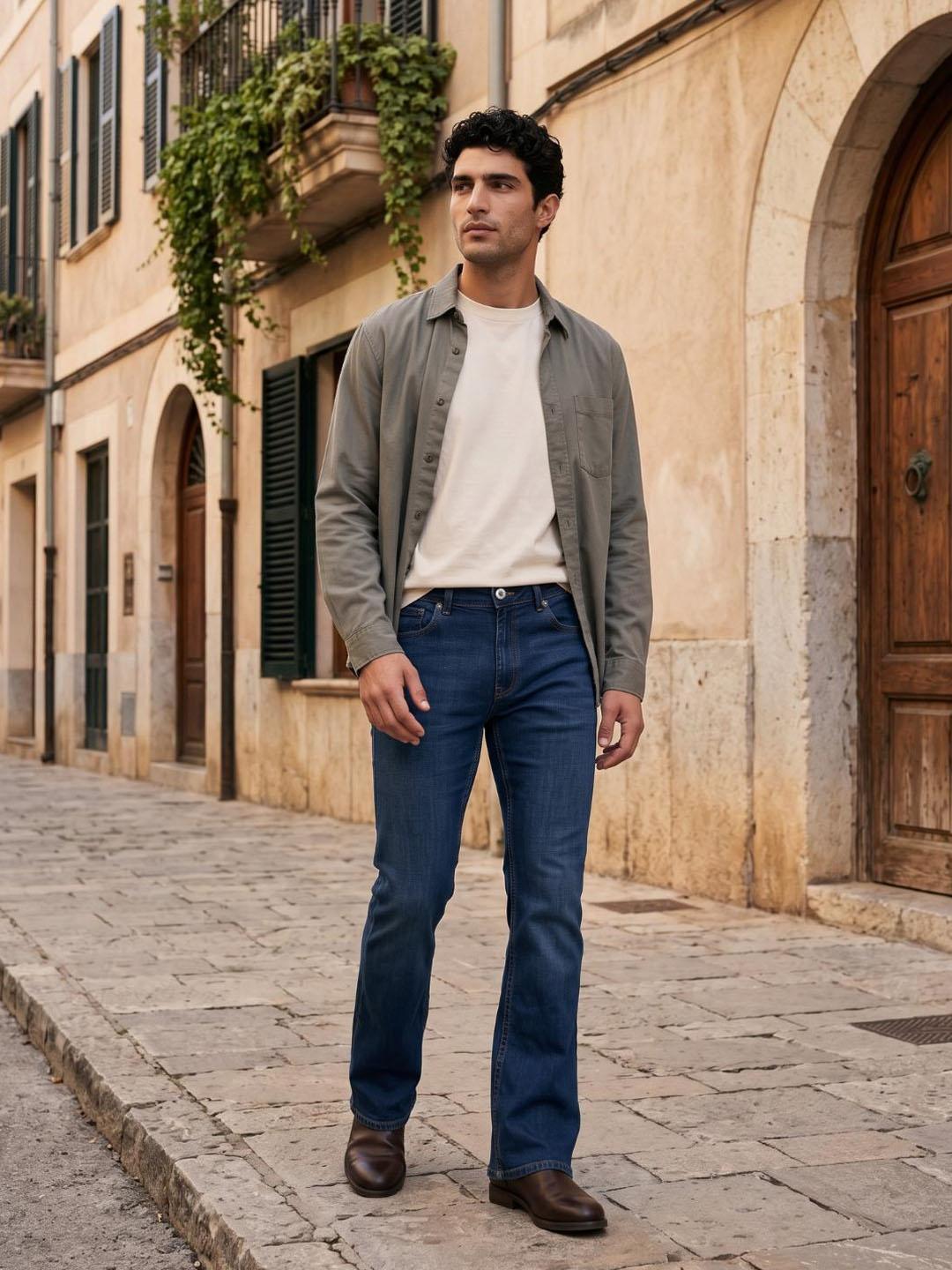 Iconic Men Navy Blue Solid Straight Fit Jeans