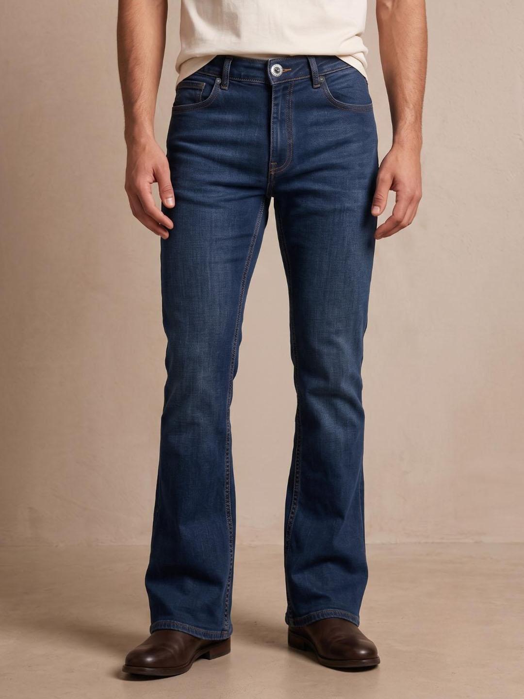 Iconic Men Navy Blue Solid Straight Fit Jeans