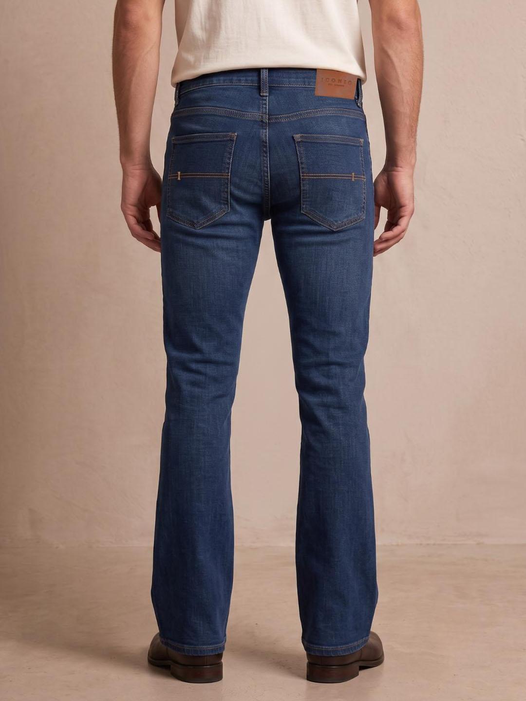 Iconic Men Navy Blue Solid Straight Fit Jeans