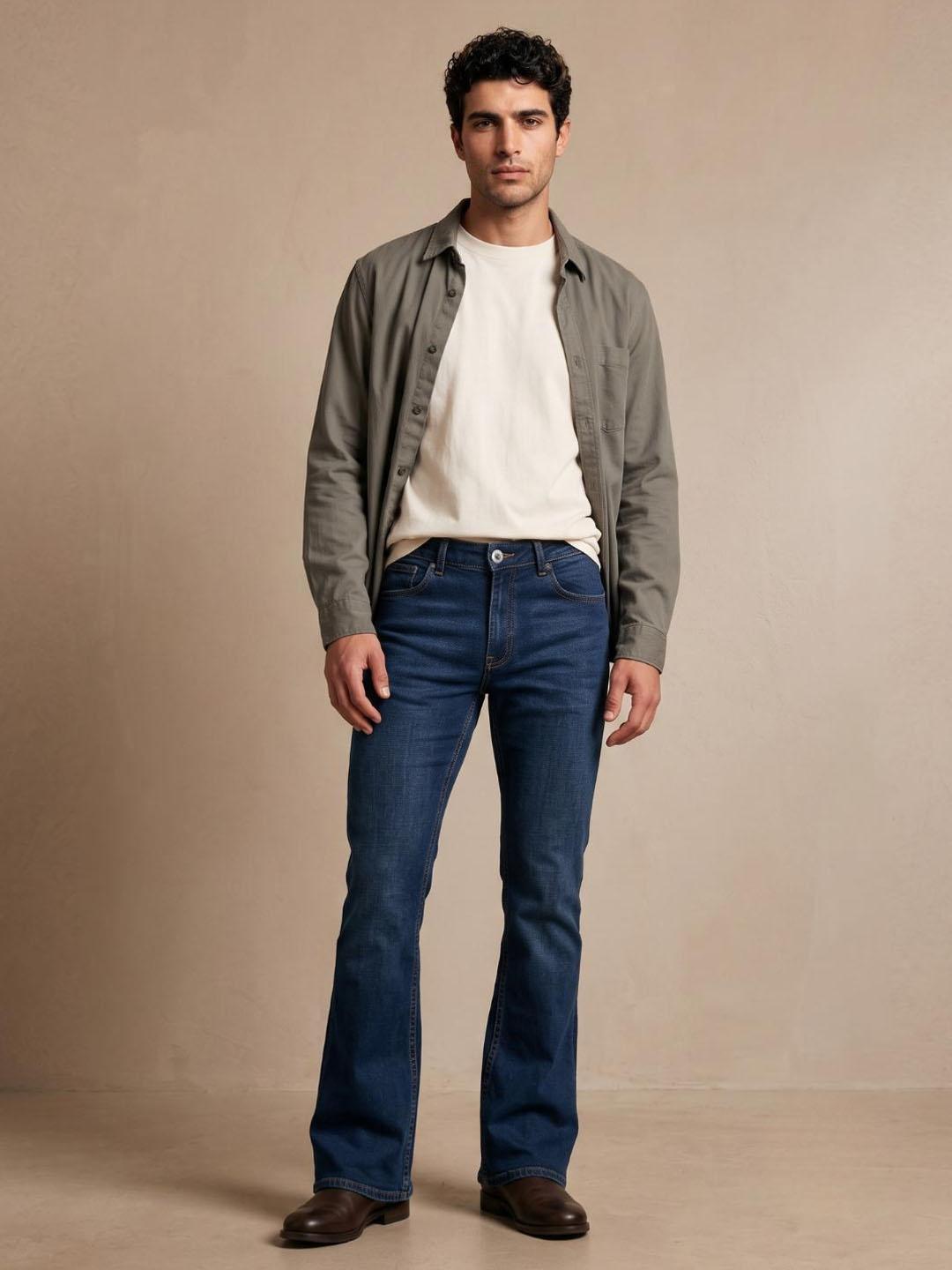Iconic Men Navy Blue Solid Straight Fit Jeans