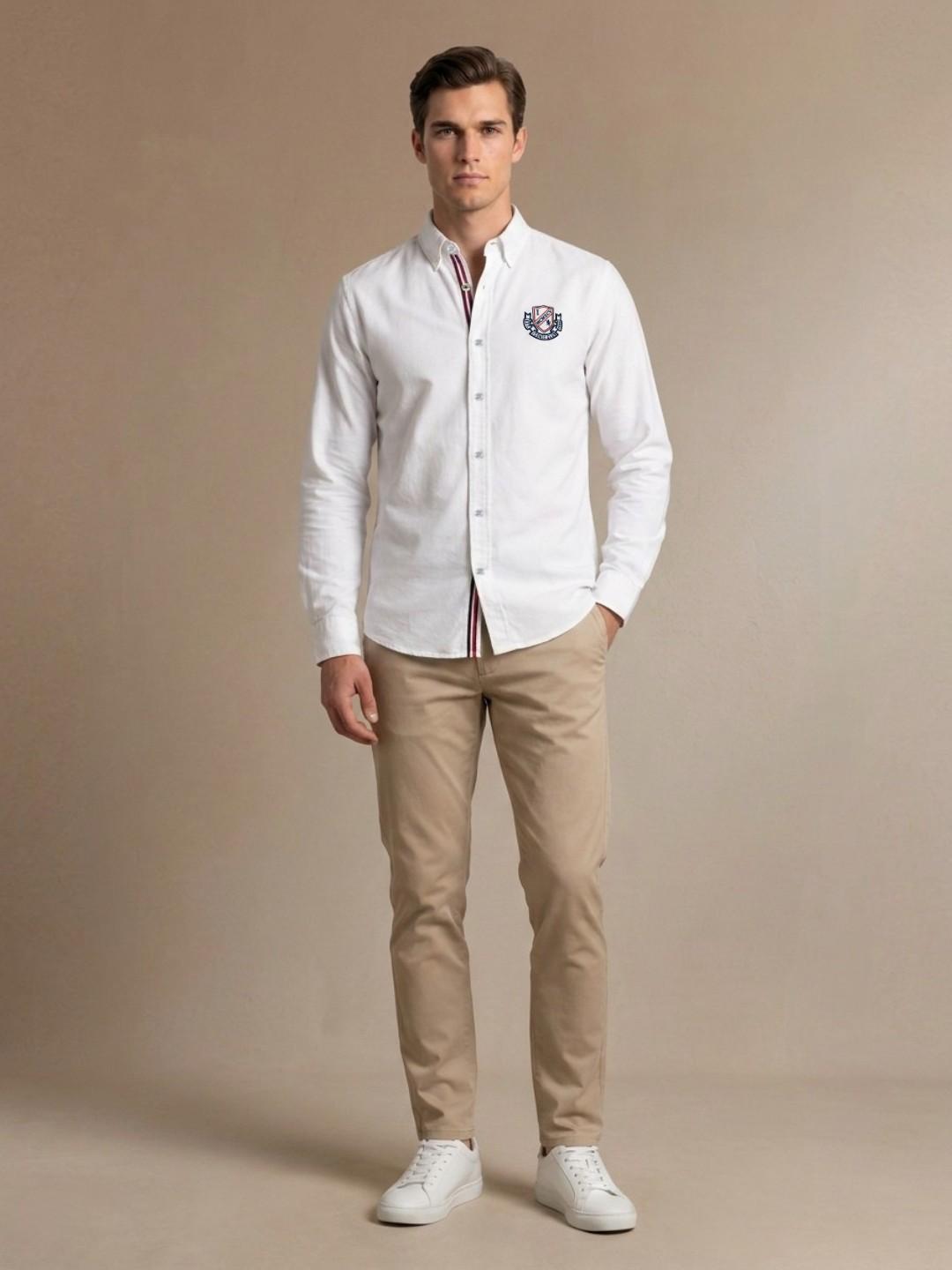 Iconic Men White Regular Fit Solid Shirt