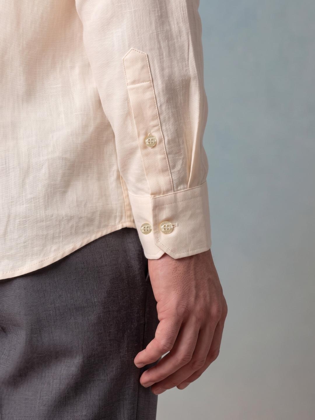 Iconic Men Beige Solid Regular Fit Linen Shirt