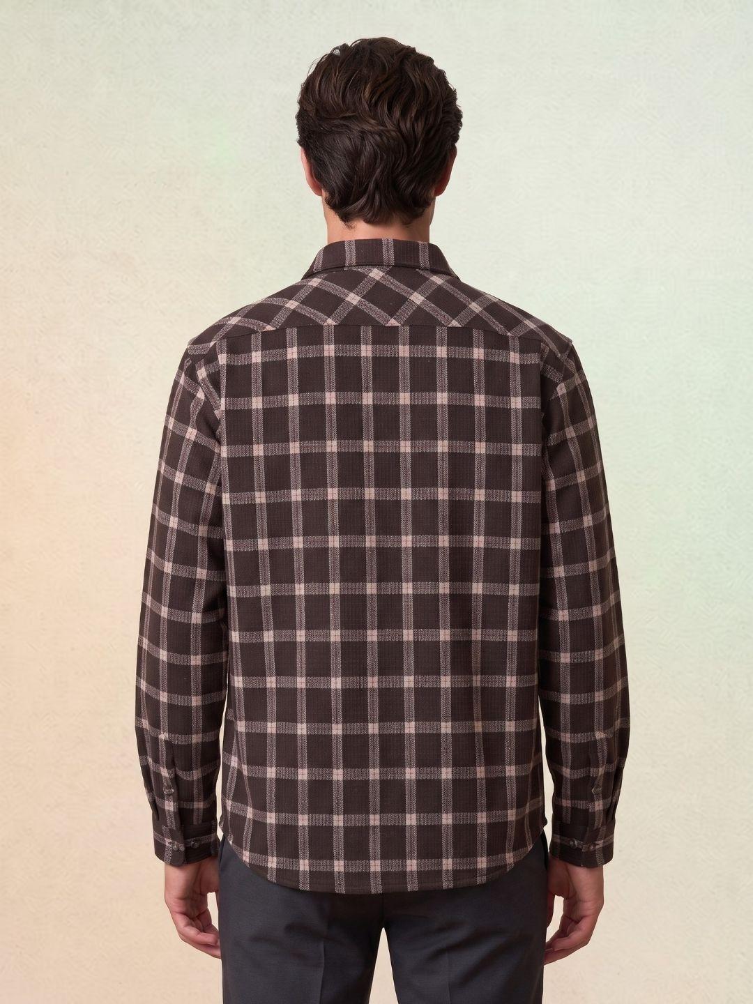 Iconic Men Brown Oversized Checked Shirt