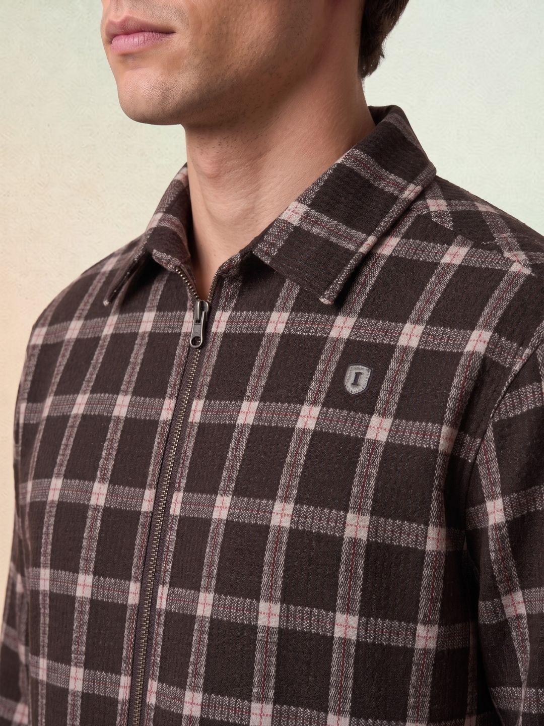 Iconic Men Brown Oversized Checked Shirt