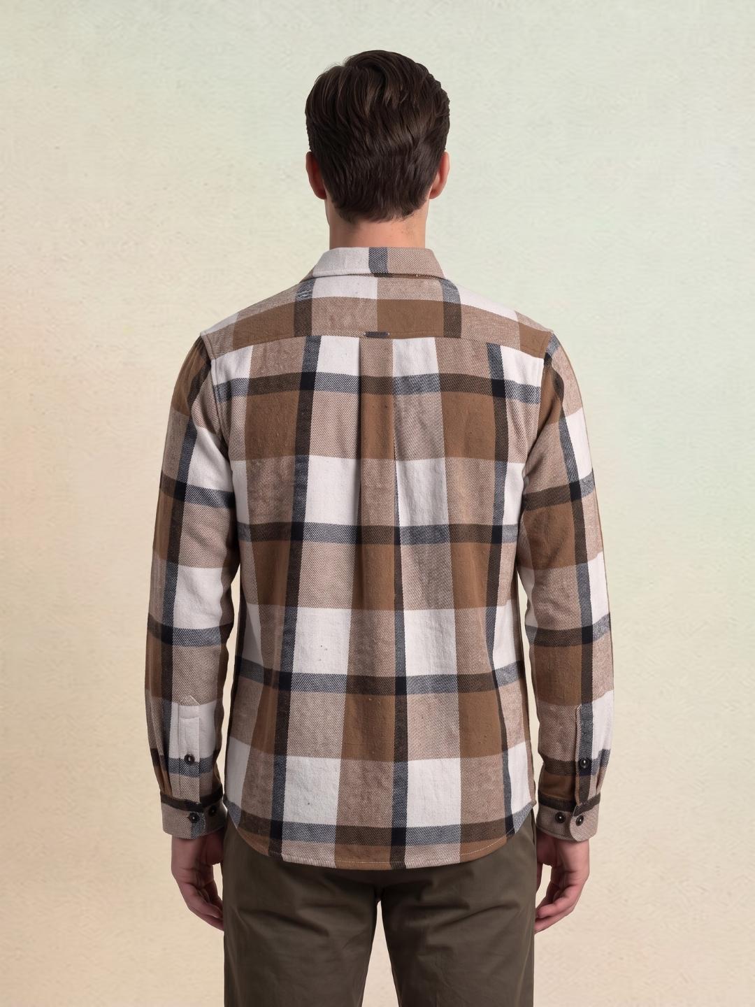 Iconic Men Brown Oversized Checked Shirt