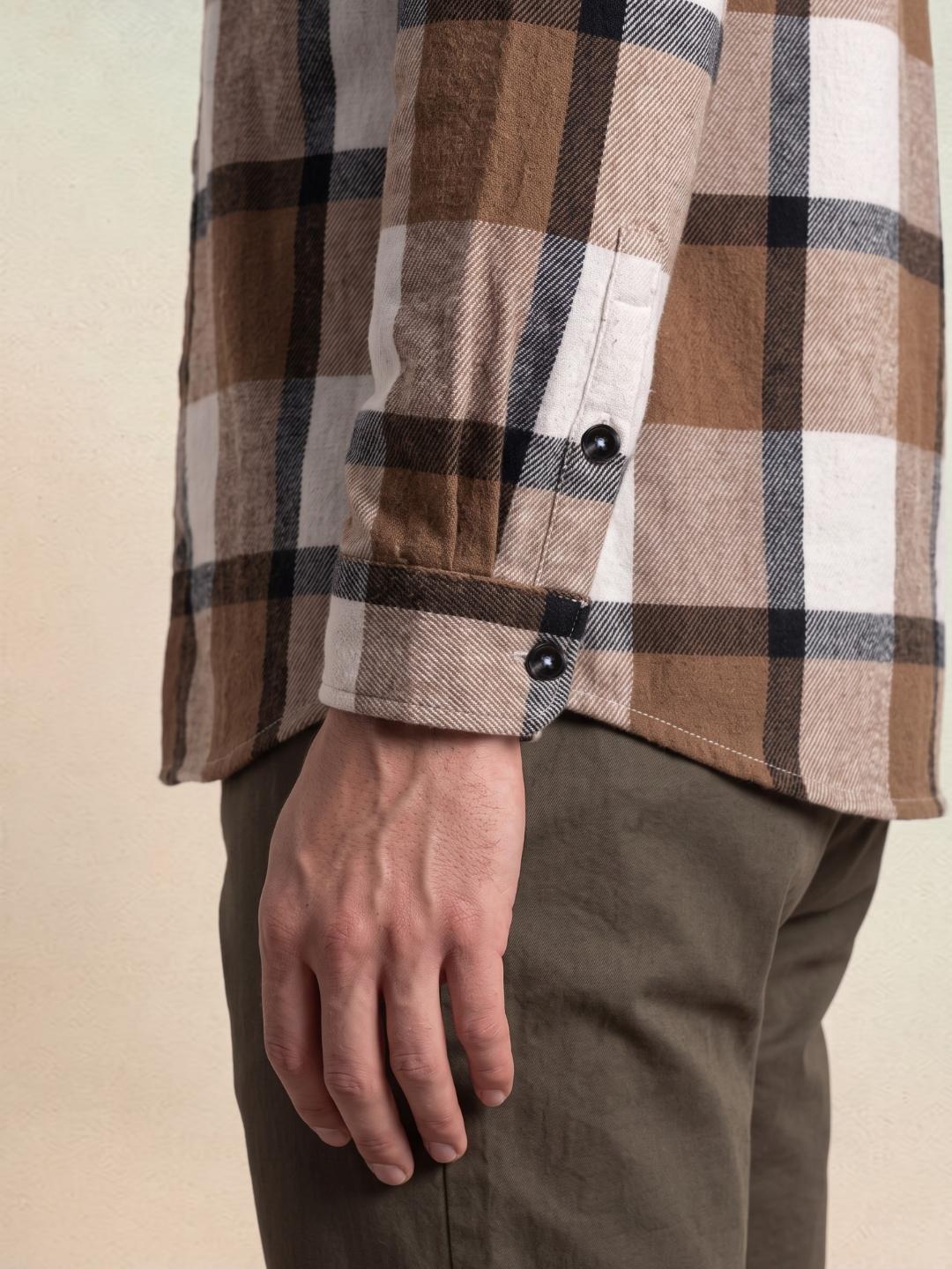 Iconic Men Brown Oversized Checked Shirt