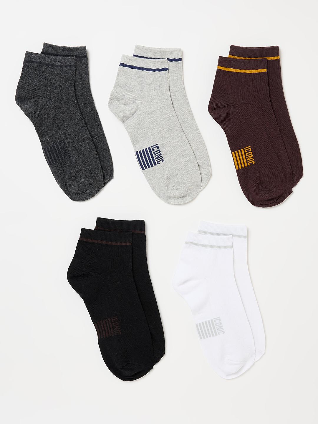 Iconic Men Multicolour Solid Socks - Pack of 5