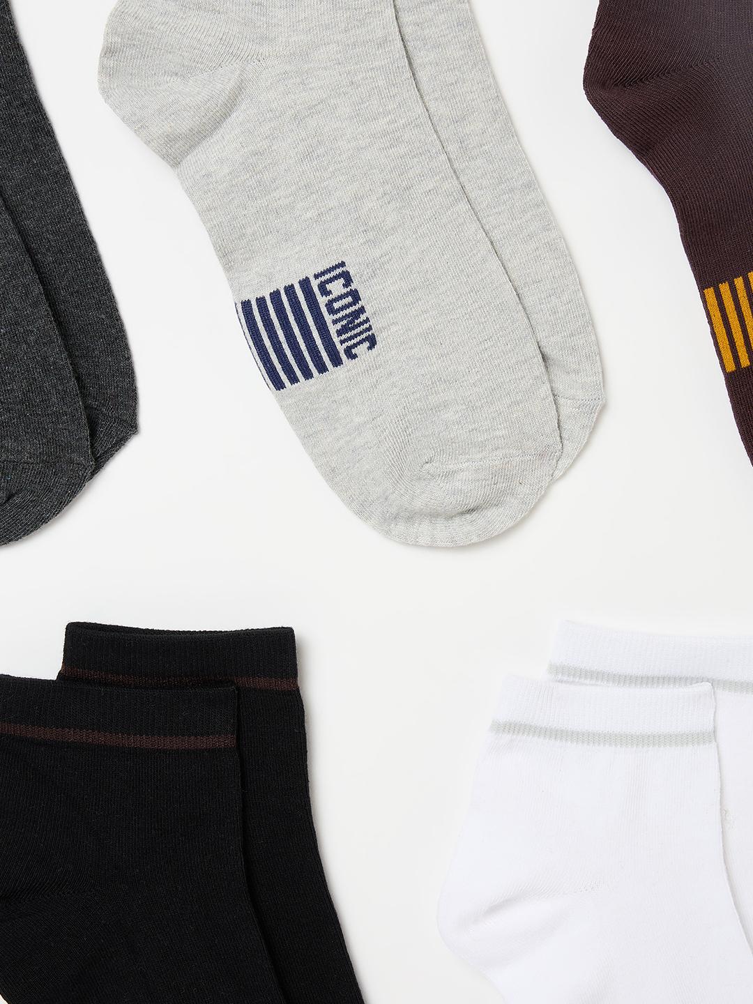 Iconic Men Multicolour Solid Socks - Pack of 5