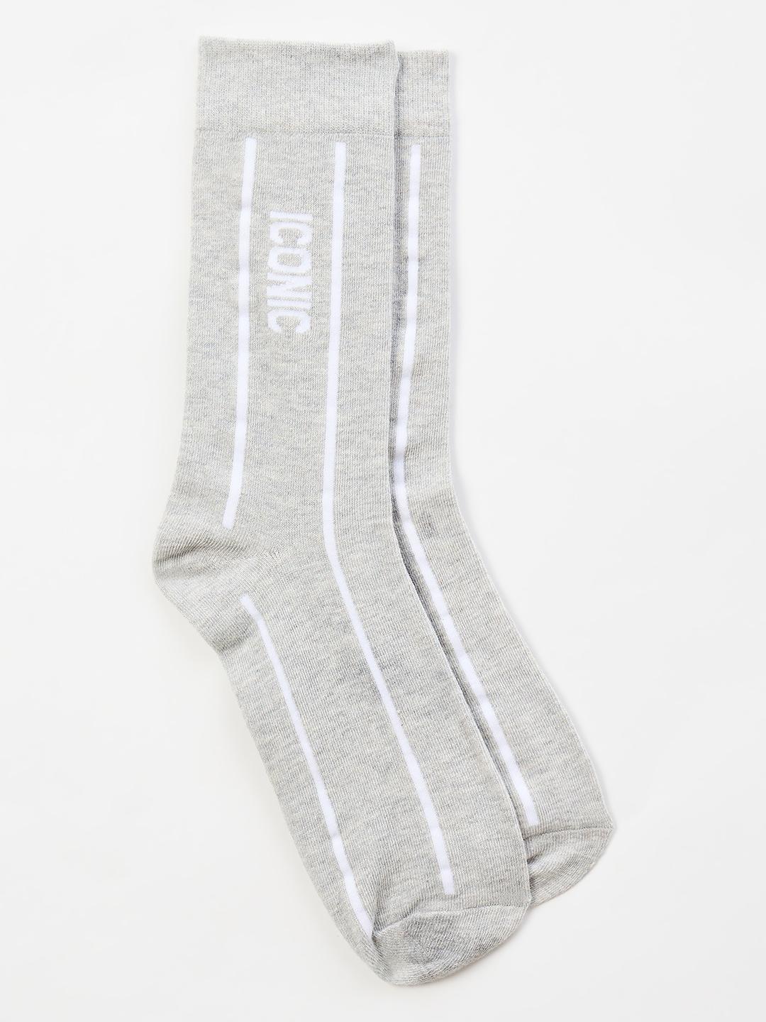 Iconic Men Grey Striped Socks