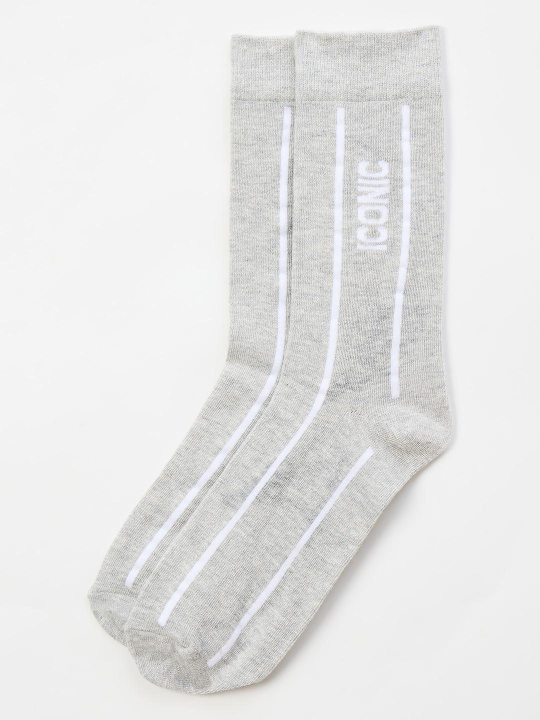 Iconic Men Grey Striped Socks