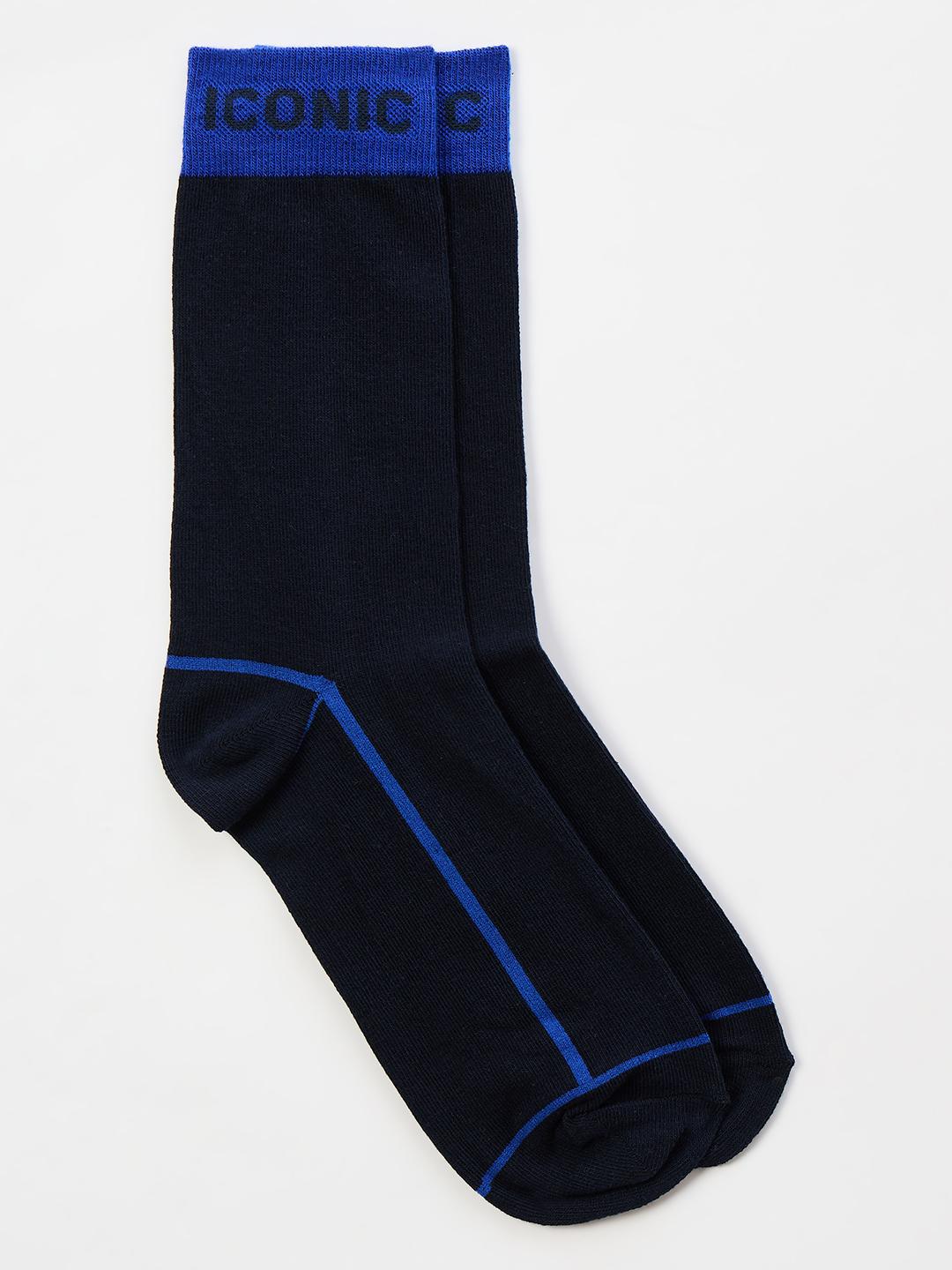 Iconic Men Navy Blue Solid Socks
