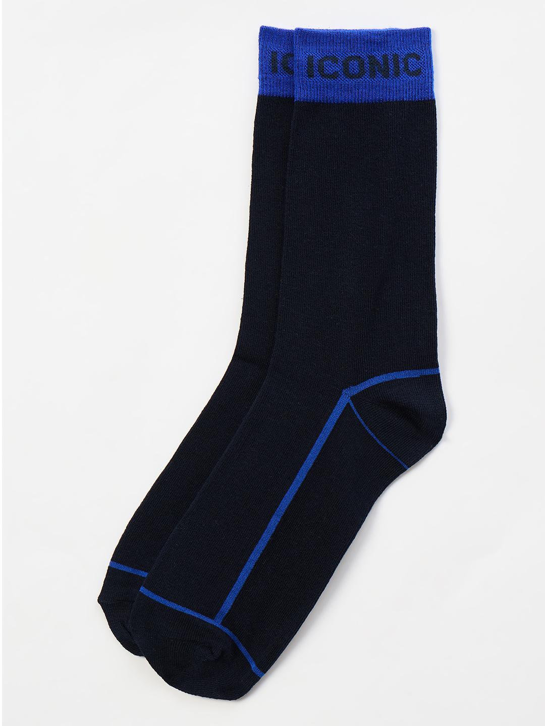 Iconic Men Navy Blue Solid Socks